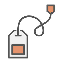 teabag filled outline icon. tea color line illustration.