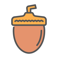 acorn filled outline icon. acorn color line illustration.