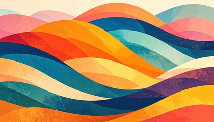 Obraz premium Dynamic abstract waves digital art colorful landscape modern style vibrant environment