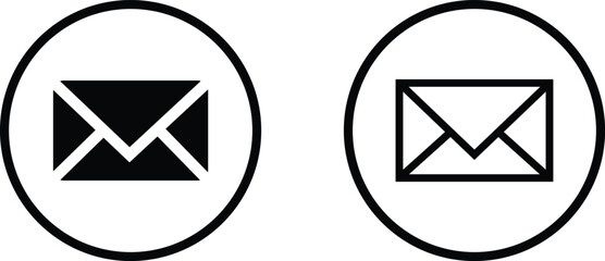 Mail envelope icon set in linear style isolated on transparent background. Email closed inbox vector collection editable stroke. E-mail icon, sign of an incoming unopened send message for app and web.