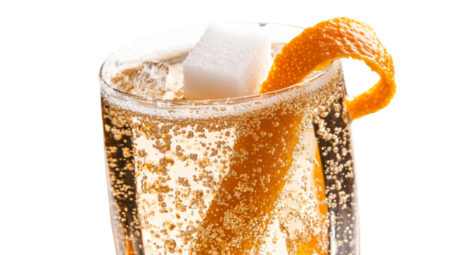 Elegant Sparkling Champagne Cocktail with Sugar Cube - Exquisite Bar Drink Image
