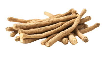 Ayurvedic Ashwagandha Root on White Background - Herbal Medicine Concept