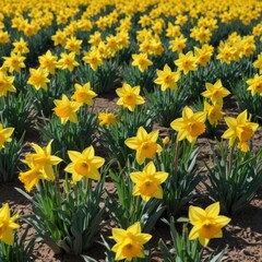 daffodils in the garden, yellow daffodils in spring, yellow daffodils in the garden