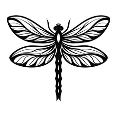 Dragonfly Silhouette Design Intricate Wing Veins, Elegant Insect, Nature Inspired Art