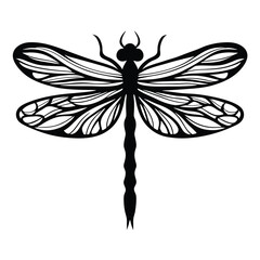 Dragonfly Silhouette Intricate Wing Veins, Detailed Insect Body, Nature
