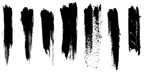 Black paint strokes for artistic backgrounds and design elements