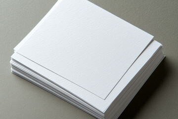 Disorganized stack of business cards with ample blank spaces on a wooden desk at a busy workplace