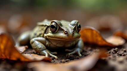 Obraz premium Close-up Toad On The Forest Floor