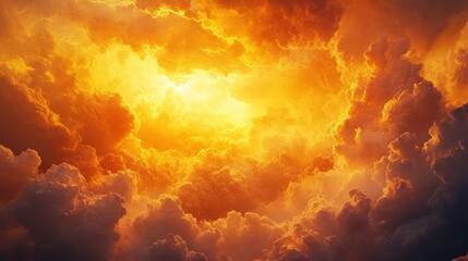 Fototapeta premium Fiery clouds engulfing a bright sun