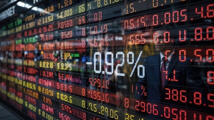 Financial market display showing a slight percentage loss.