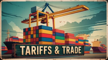 Colorful cargo containers under a large crane, symbolizing international trade.