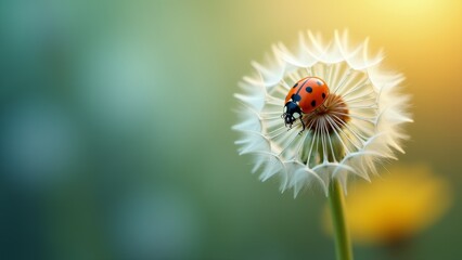 Ladybug on Dandelion Seed Head