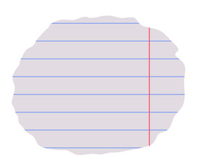 Torn paper from notebook with lines in shape of circle. Memo sticker
