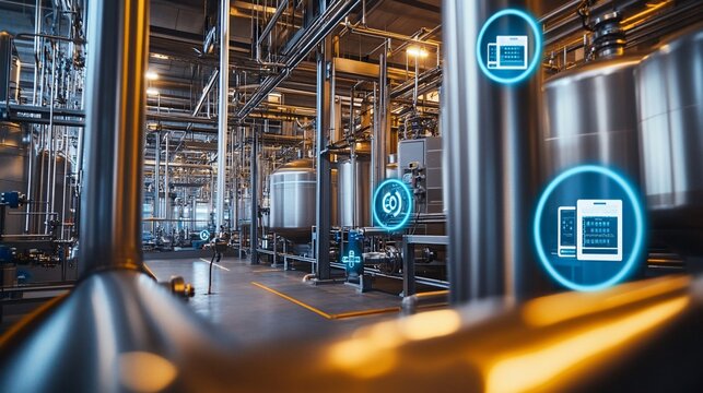 Smart factory automation, digital control system, industrial brewing plant, monitoring, process optimization