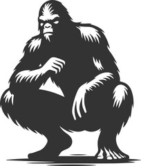 Vector silhouette of a bigfoot