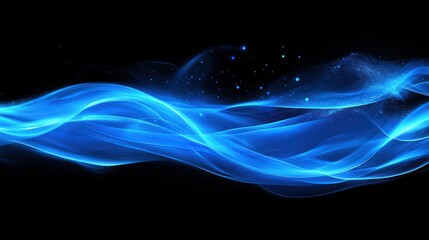 Obraz premium Abstract blue smoke flows across dark background, creating dynamic, energetic, vibrant backdrop and modern art.