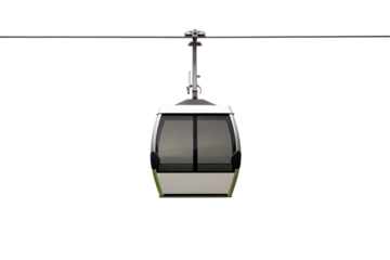 Cable car gondola against white background