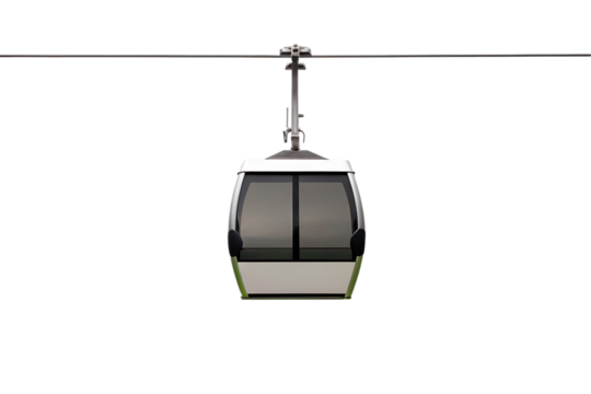 Cable car gondola against white background
