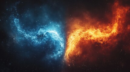 Fototapeta premium Nebula displays fiery cosmic energy, exploding vibrant stars, creating celestial abstract in space.