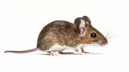 Brown Mouse Profile View On White Background