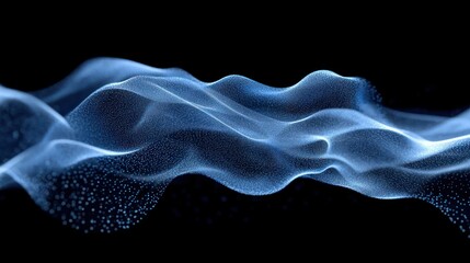 Abstract wavy form flows dynamically, creating a modern visual texture against black backdrop, illustration.