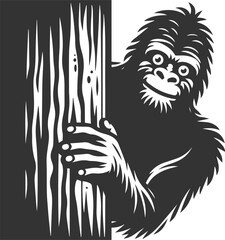 Vector silhouette of a bigfoot