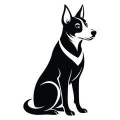 Minimalist Black Dog Breed Design Silhouette, Isolated, Pet Animal Companion Icon