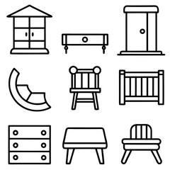 Fototapeta premium Set of wooden furniture icons