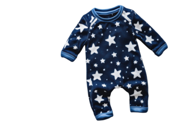 Adorable baby s navy blue star pajamas soft and cozy for sweet dreams against a black background Perfect on transparent background
