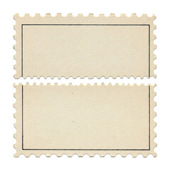 Blank Stamp: Close-up shot of two rectangular, blank postage stamps, ready for personalization and communication, evokes a sense of anticipation and connection.