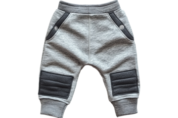 Adorable baby sweatpants heather gray with black accents stylish and comfortable for your little one on transparent background
