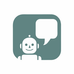 Flat robot icon, simple chatbot illustration