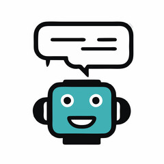 Flat robot icon, simple chatbot illustration
