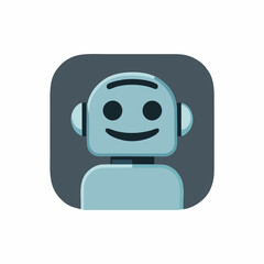 Flat robot icon, simple chatbot illustration