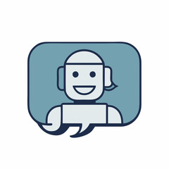 Naklejka premium Flat robot icon, simple chatbot illustration