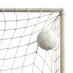 Naklejka premium Soccer ball in net, goal scored. Winning, victory, success.