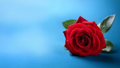 Fototapeta premium red rose on the blue background