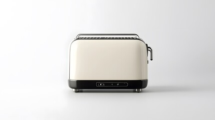 Cream Retro Toaster with White Background.