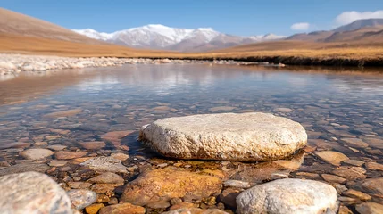 Alpine Lake Reflecting Blue Sky and Mountains