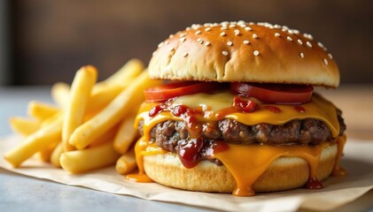 Close-up of various greasy fast food items on white , food styling, snack