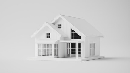 Minimalist White Model House on White Background