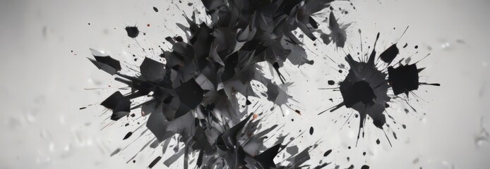 Torn paper, ink blots, sharp geometric shapes,  sharp,  digital art,  element