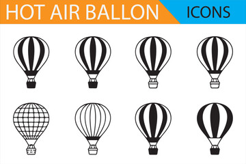 Fototapeta premium Stylish Vector Icons of Hot Air Balloons for Travel and Exploration Themes