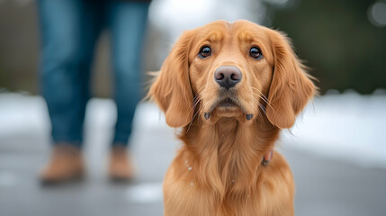 Golden Spaniel Puppy in the Snow