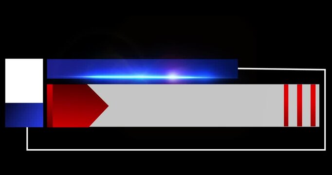 Tv live news program inter cut lower third infographic animation 4K. Newsroom report edit asset fx. Title transition with empty space for custom message. Display broadcasting template for corporate.