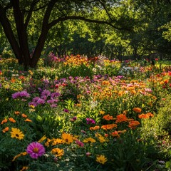 Obraz premium A beautiful garden filled with an abundance of colorful flowers