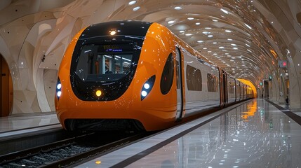 Modern Train in Futuristic Station: A Glimpse into the Future of Urban Transport