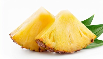 pineapple slices with leaves cut pineapple isolate cut pineapple on white full depth of field
