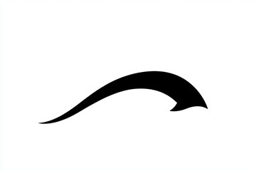 A black, curved line, resembling a wave or a stylized arrow, is isolated on a white background