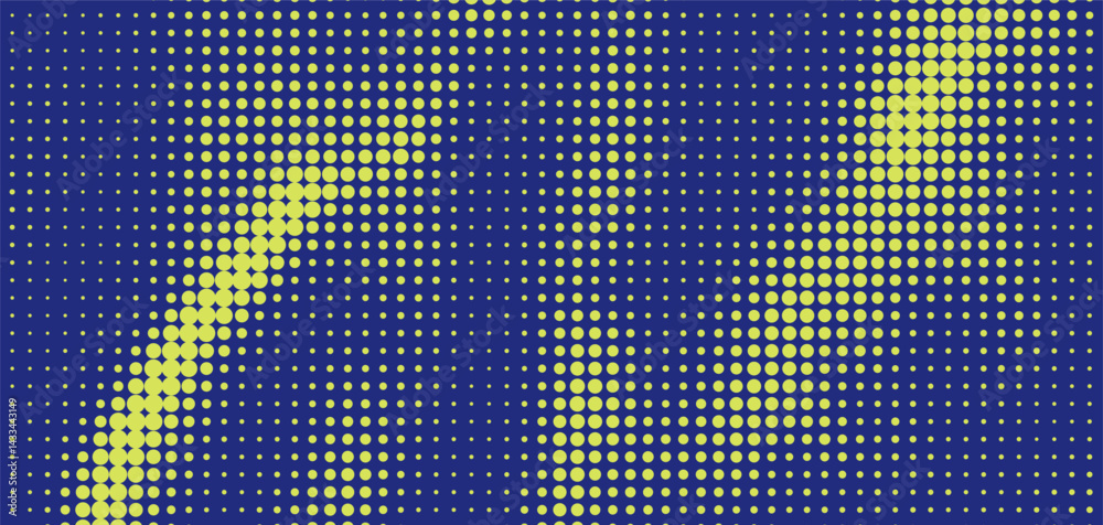 Poster an abstract halftone overlay texture in vibrant yellow and deep blue creates an energetic feel, idea